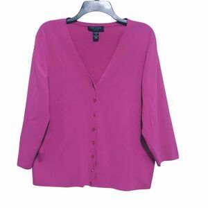 Cable & Gauge Cardigan Sweater Womens Size 1X Purple Button-Up V-Neck Stretch